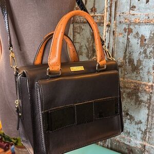 Kate Spade Classic Structured Black Bow Crossbody Satchel Handbag Purse